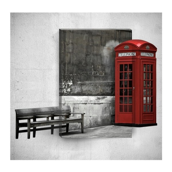 3D sienų tapyba "Mosticx" Raudona telefono būdelė, 40 x 60 cm