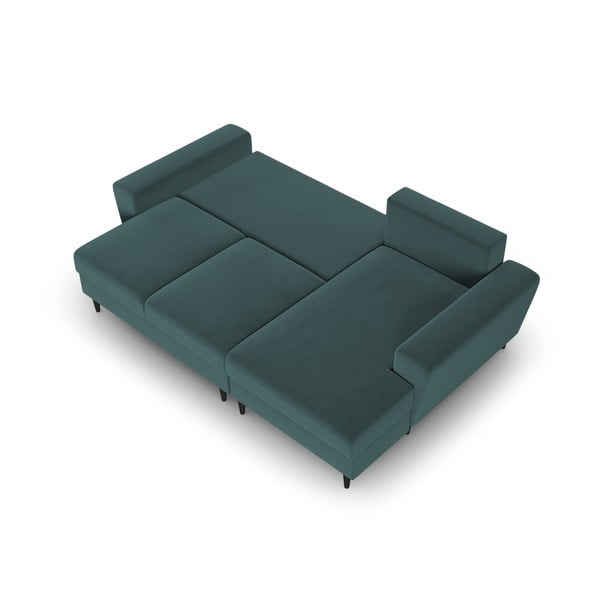 Smaragdinės spalvos iš velveto sulankstoma/su sandėliavimo vieta kampinė sofa (su dešiniuoju kampu/su gultu) Kyoto – Cosmopolitan Design-image-2