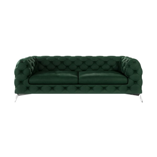 Tamsiai žalios spalvos iš velveto sofa 225 cm Chelsea – Ropez