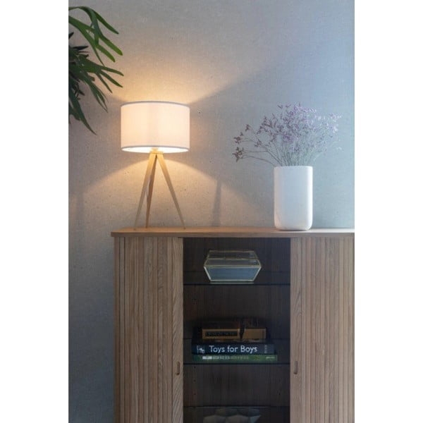 Baltas trikojis medinis stalinis šviestuvas Zuiver, ø 28 cm-image-1