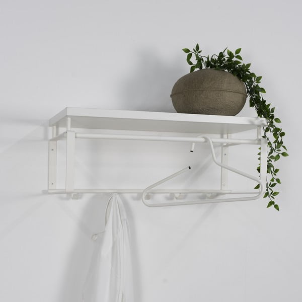 Baltos spalvos iš metalo sieninė lentyna su lentyna 70 cm Rex – Spinder Design-image-4