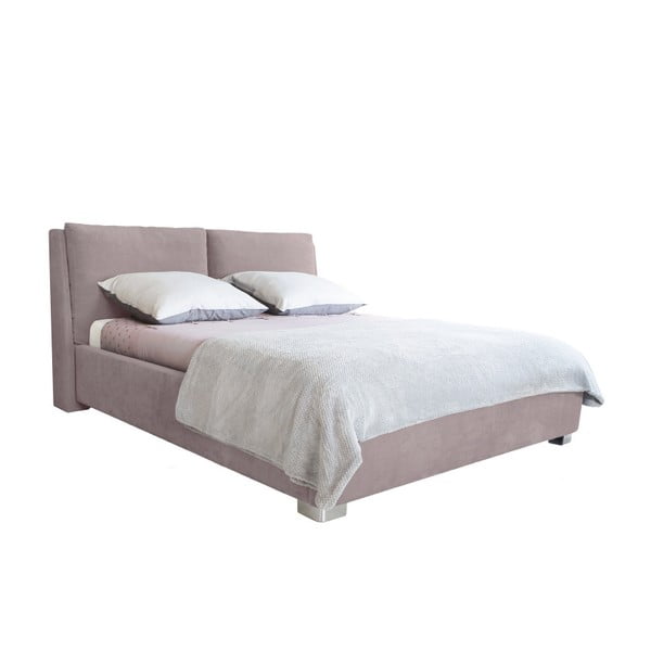 Šviesiai rožinė dvigulė lova Mazzini Beds Vicky, 160 x 200 cm