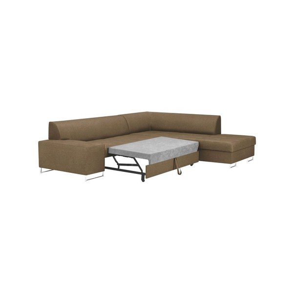 Šviesiai ruda kampinė sofa-lova su sidabrinėmis kojelėmis "Cosmopolitan Design Orlando", dešinysis kampas-image-4