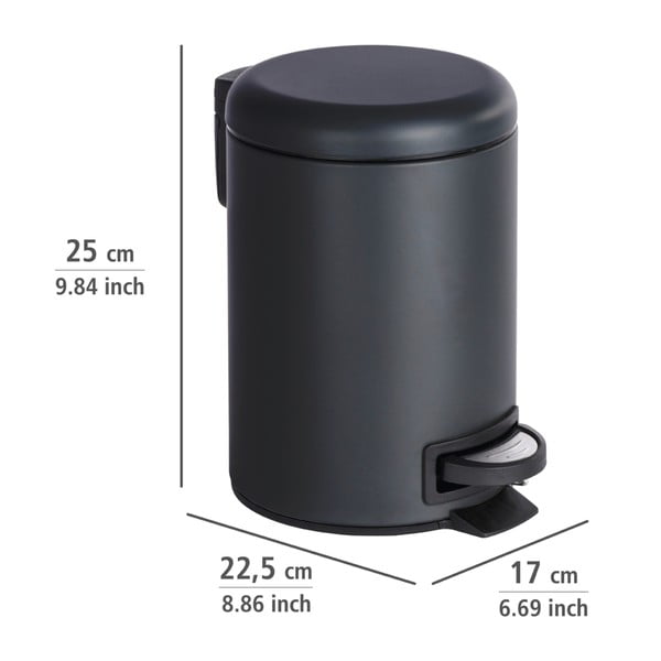 Juoda šiukšliadėžė Wenko Leman, 3 l-image-2