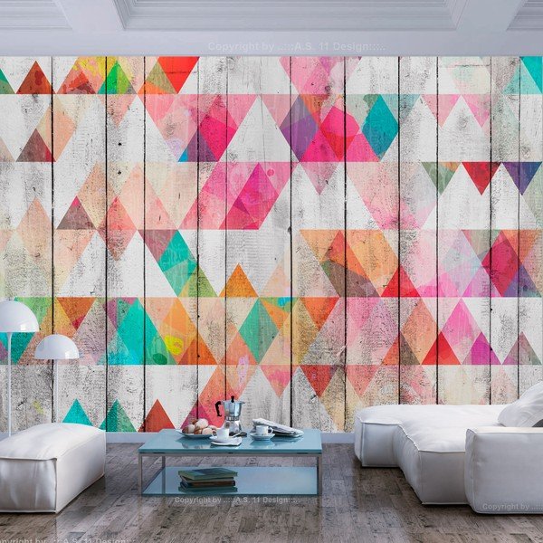 Didelio formato tapetai Artgeist Rainbow Triangles, 400 x 280 cm-image-1
