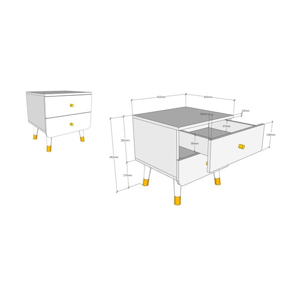 Pilkas vaikiškas naktinis staliukas iš pušies medienos Vipack Billy-image-2