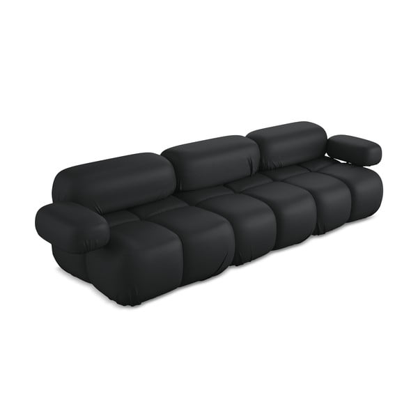 Juodos spalvos iš dirbtinės odos sofa 285 cm Lokua – Makamii-image-1