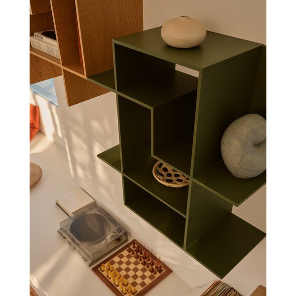 Žalios spalvos modulinė lentyna 80x80x25 cm Ina – Kave Home-image-3