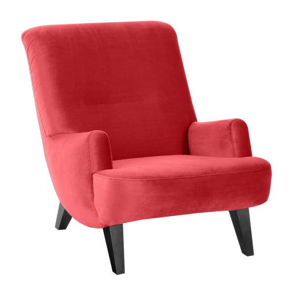 Raudonas fotelis su juodomis kojomis "Max Winzer Brandford Suede