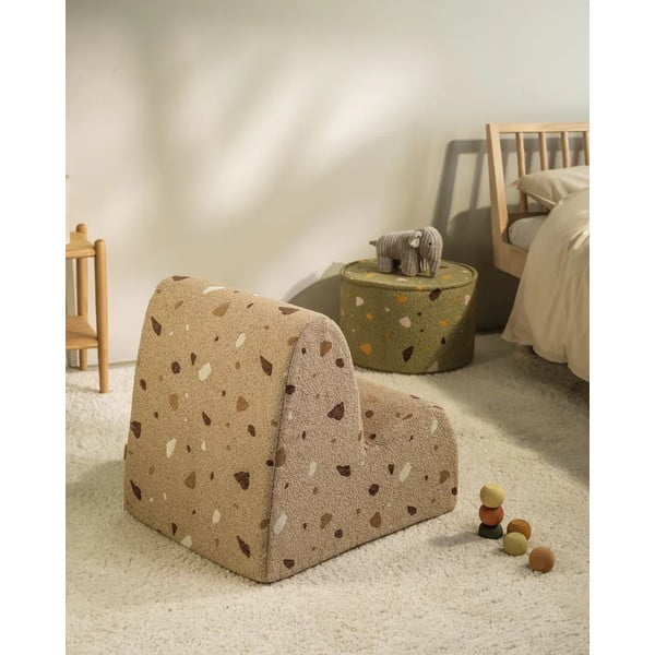 Šviesiai rudos spalvos iš boucle/iš šenilinio audinio vaikiškas krėslas Terrazzo Cloud – Wigiwama-image-4
