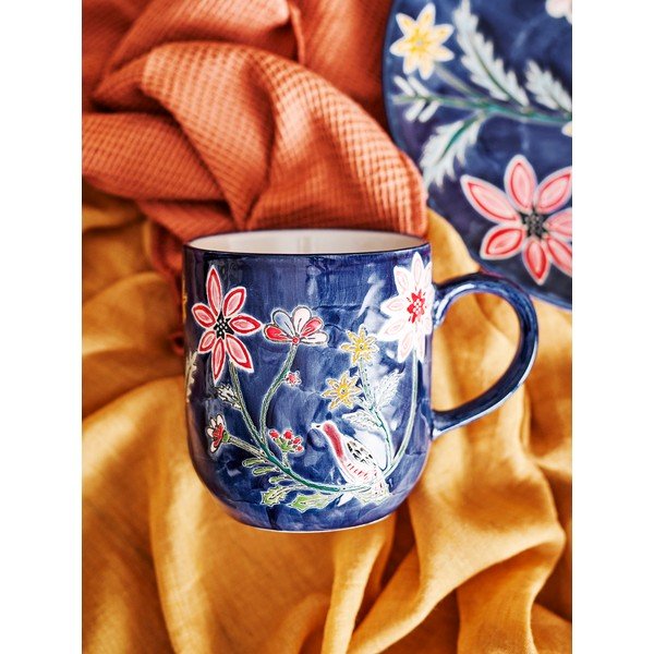 Tamsiai mėlynos spalvos iš molio puodeliai 4 vnt. Meredith – Bloomingville-image-1
