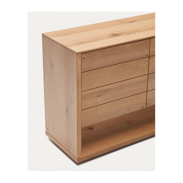 Žema šoninė spintelė natūralios spalvos iš ąžuolo 200x74 cm Alguema – Kave Home-image-4