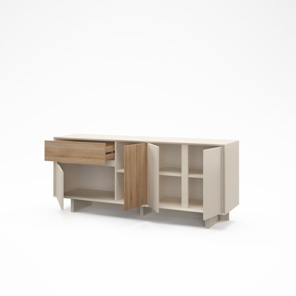 Smėlio spalvos/natūralios spalvos šoninė spintelė iš ąžuolo 180x76x45 cm Carpi – Marckeric-image-3