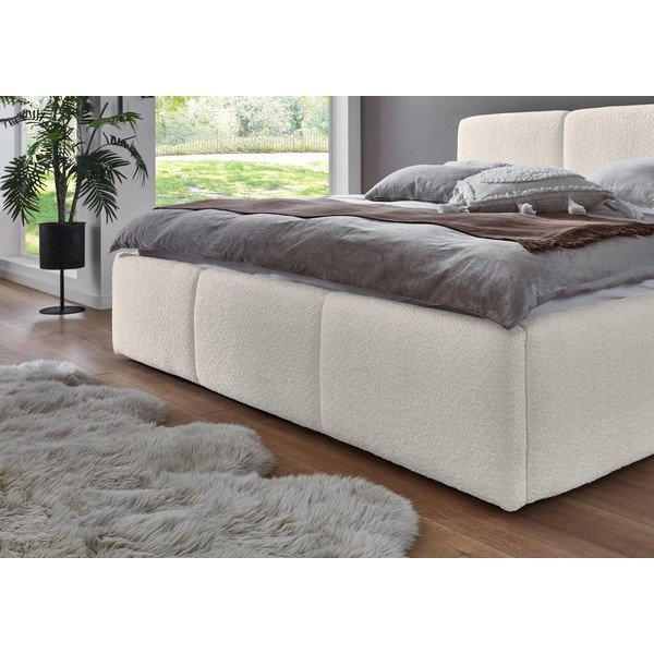 Dramblio kaulo spalvos dvigulė lova audiniu dengta be grotelių 180x200 cm Merida – Meise Möbel-image-2