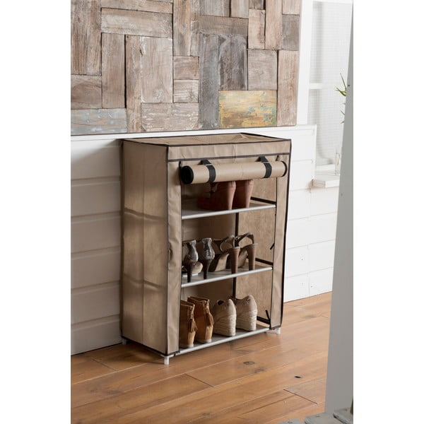 Smėlio spalvos tekstilinis trijų pakopų batų stovas Compactor Shoes-image-1