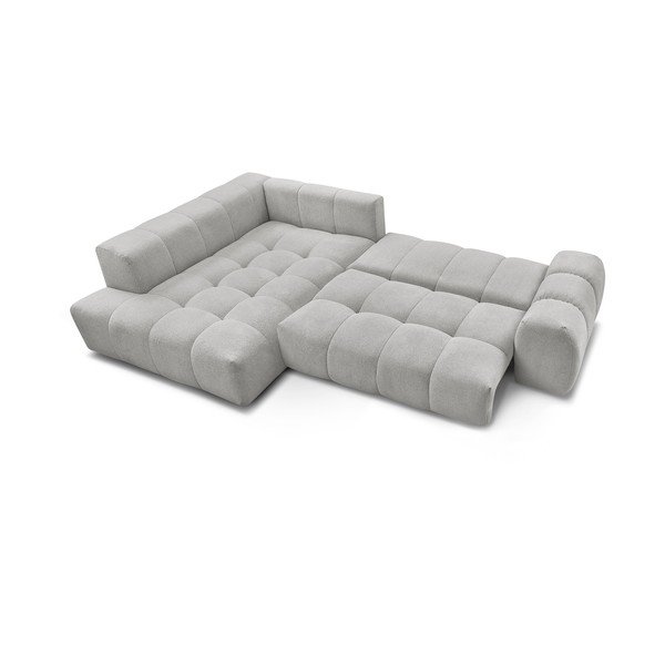 Šviesiai pilkos spalvos iš šenilinio audinio sulankstoma/su sandėliavimo vieta kampinė sofa (su kairiuoju kampu/„L“ formos) Everest – Bobochic Paris-image-4