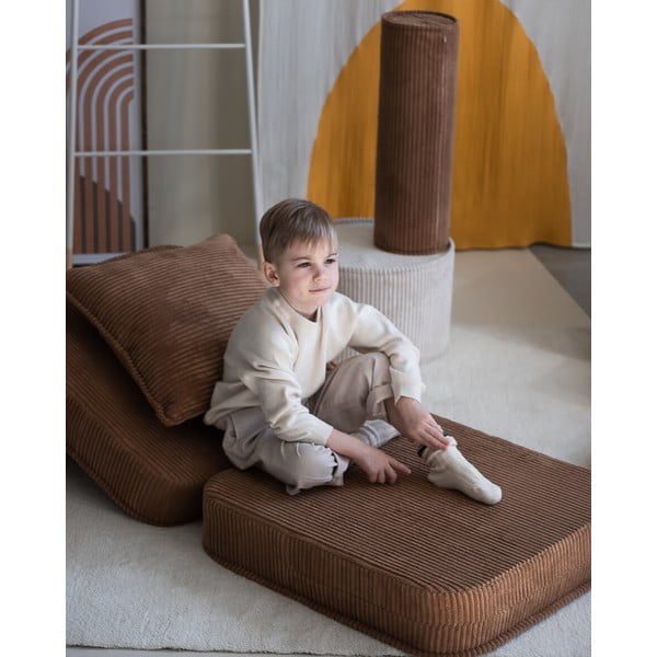 Rudos spalvos iš kordinio velveto vaikiškas krėslas Flip – Wigiwama-image-1