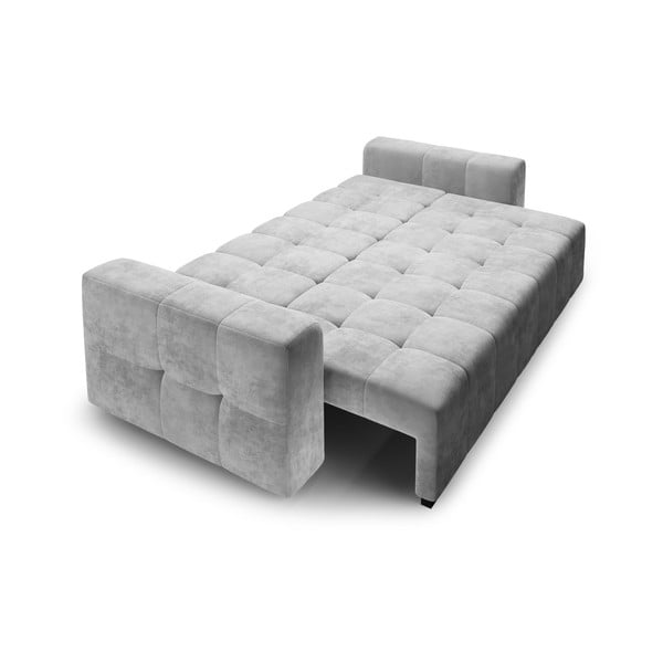 Šviesiai pilka aksominė sofa-lova Milo Casa Luca-image-4