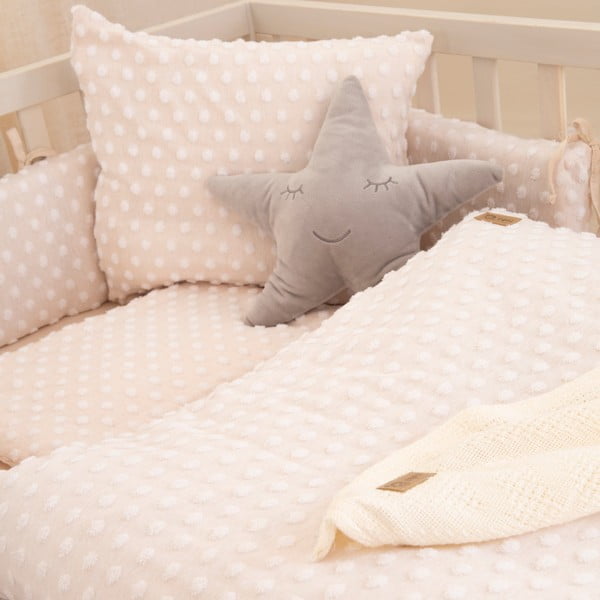 Smėlio spalvos iš medvilnės mišinio vaikiška patalynė vaikiškai lovai 80x80 cm Frosty Almond – Roba-image-1