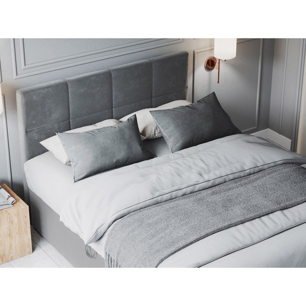 Pilkos spalvos aksominė dvigulė lova Mazzini Beds Mimicry, 160 x 200 cm-image-1