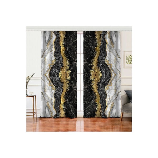 Juodos ir auksinės spalvos užuolaidos, 2 vnt., 140x260 cm - Mila Home-image-1