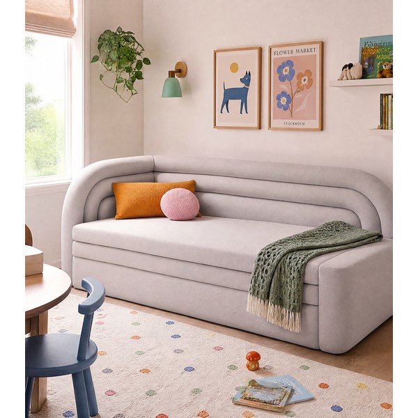 Smėlio spalvos iš velveto sulankstoma/su sandėliavimo vieta sofa su kairiuoju kampu 223 cm Fabillo – ELTAP-image-4