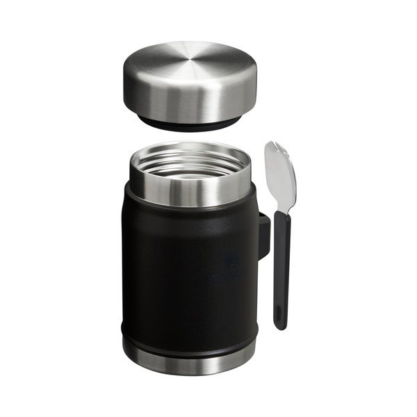 Matinės juodos spalvos iš nerūdijančio plieno maistui termosas 400 ml Legendary Food Jar + Spork Black 2.0 – Stanley-image-1