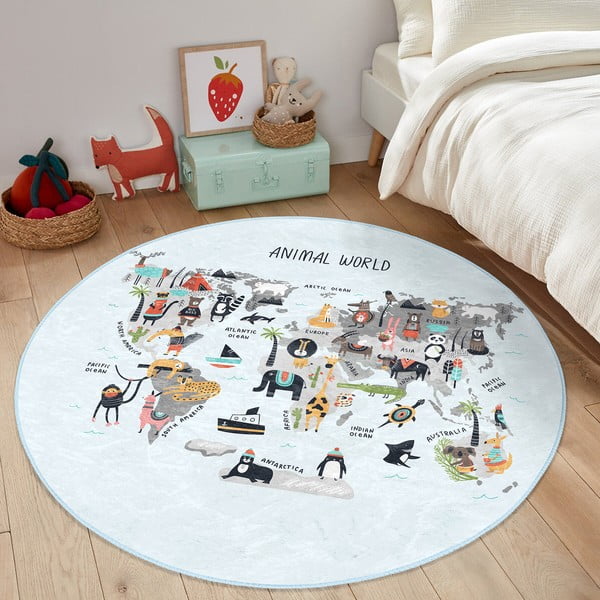 Vaikiškas kilimas šviesiai mėlynos spalvos ø 120 cm Comfort – Mila Home-image-3