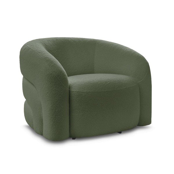 Žalios spalvos pasukamas krėslas iš boucle Elina – Bobochic Paris
