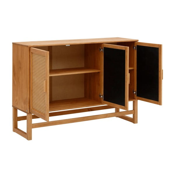 Pušies medienos komoda su rotango durelėmis Støraa Jolene, plotis 128 cm-image-3