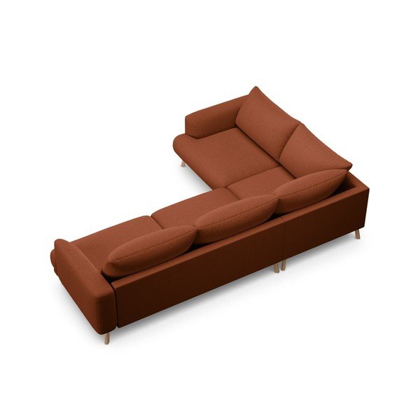 Terakotos spalvos kampinė sofa (su kairiuoju kampu/su gultu) Naomi – Micadoni -image-3