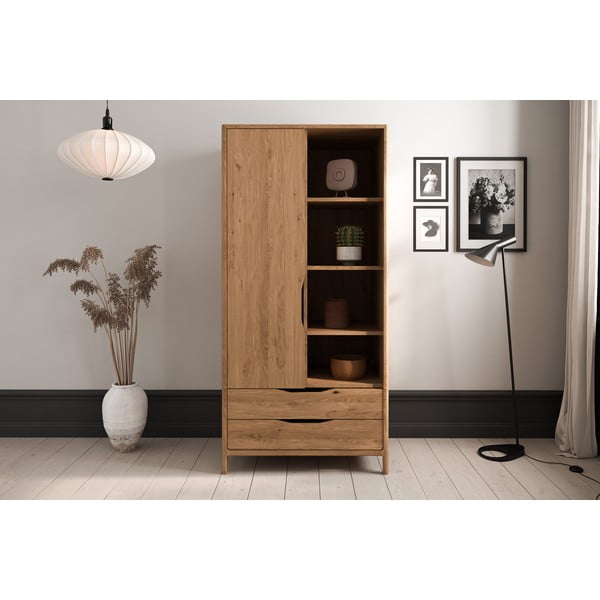 Iš ąžuolo masyvo drabužių spinta natūralios spalvos 90x188 cm Twig – The Beds-image-3