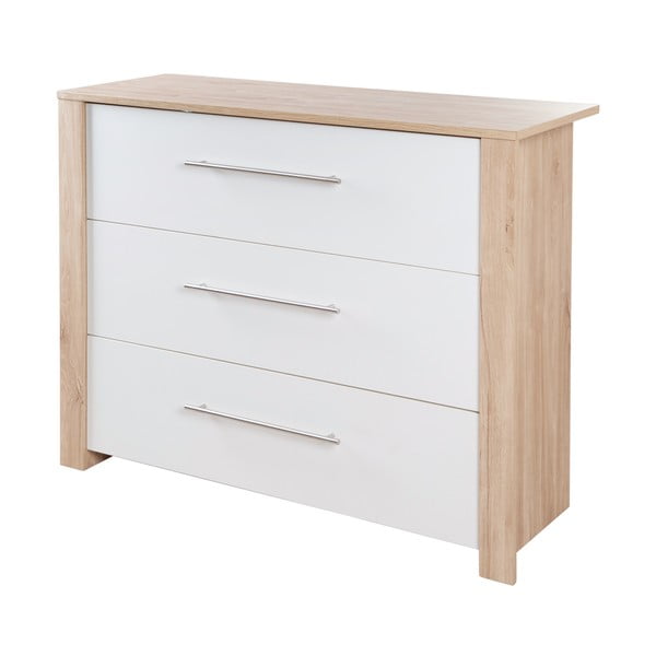 Žema su vystymo stalu vaikiška šoninė spintelė baltos spalvos/natūralios spalvos iš ąžuolo 112x98 cm – Roba-image-2