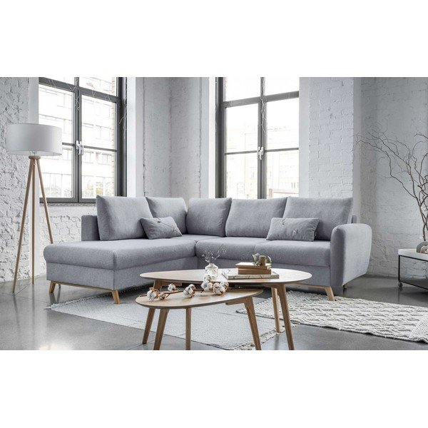 Šviesiai pilka sofa-lova Miuform Scandic Lagom L, kairysis kampas-image-3