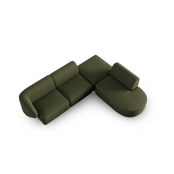 Žalios spalvos iš šenilinio audinio kampinė sofa (su dešiniuoju kampu/„L“ formos) Paolo – Milo Casa-image-1