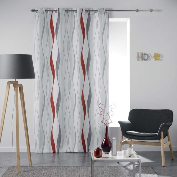Užuolaida raudonos spalvos/baltos spalvos 140x260 cm Ondulys – douceur d'intérieur-image-2