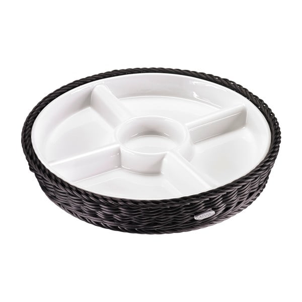 Porcelianinis serviravimo dubuo su juodu krepšeliu Saleen, ⌀ 28,5 cm