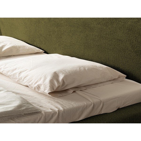 Tamsiai žalios spalvos dvigulė lova audiniu dengta su lovos grotelėmis 140x200 cm Makana – Makamii-image-3