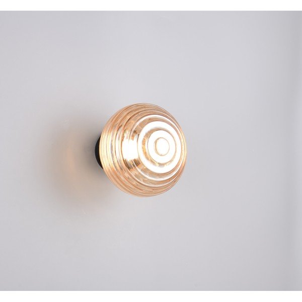 Gintarinės spalvos iš stiklo sieninė lempa LED USB ø 15,5 cm Earl – Reality-image-1