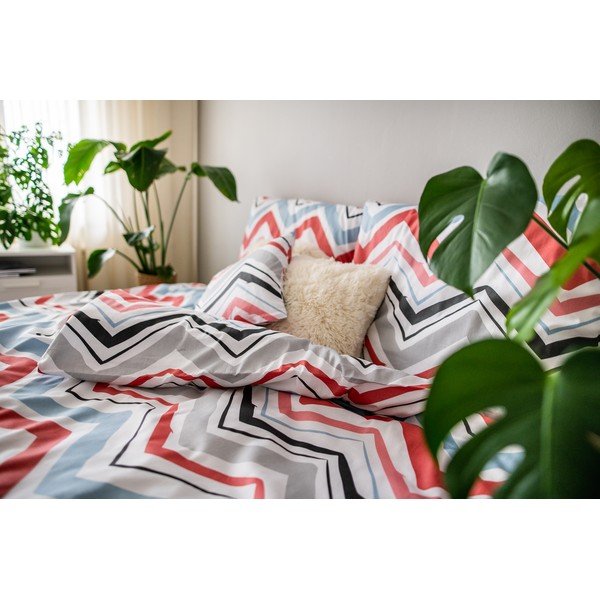 Mėlynos spalvos/pilkos spalvos iš satino medvilnės viengulė patalynė 3 dalių 140x200 cm Marina – JAHU collections-image-4