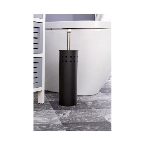 Matinės juodos spalvos iš metalo tualeto šepetys Indy – Premier Housewares-image-1