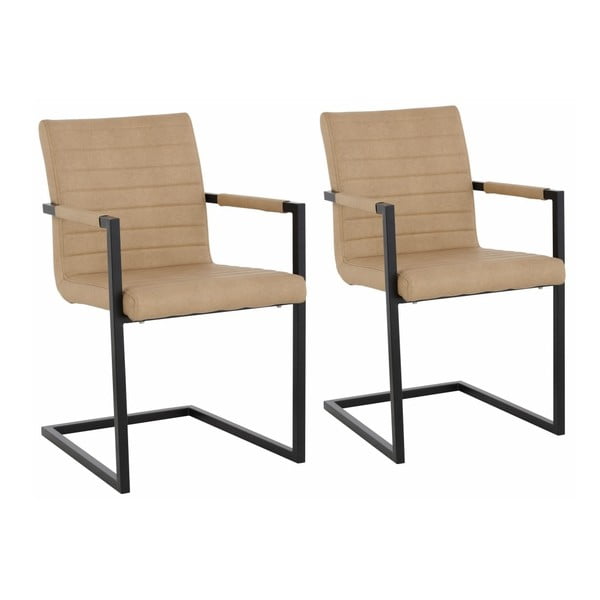 2 smėlio spalvos valgomojo kėdžių su porankiais rinkinys "Støraa Sandra