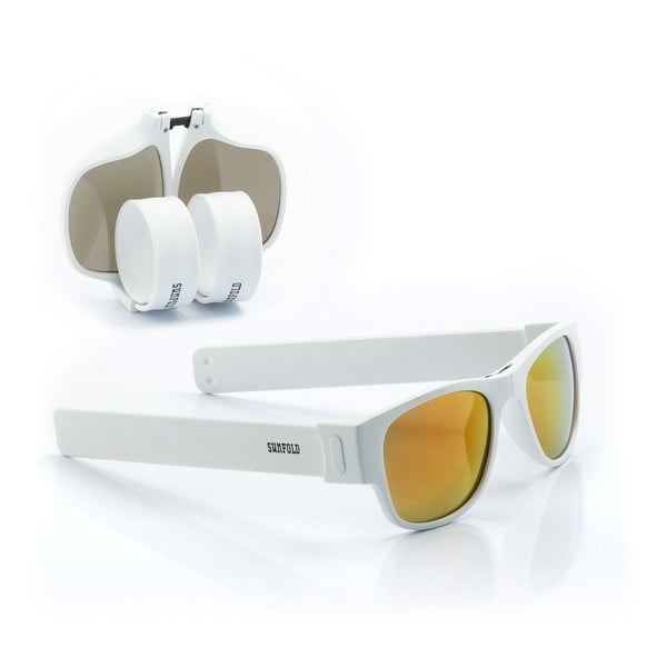 Baltos ir geltonos spalvos "InnovaGoods Sunfold ES6" akiniai nuo saulės
