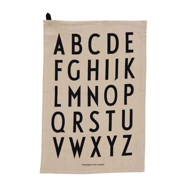 Smėlio spalvos medvilninis rankšluostis Design Letters Alphabet, 40 x 60 cm