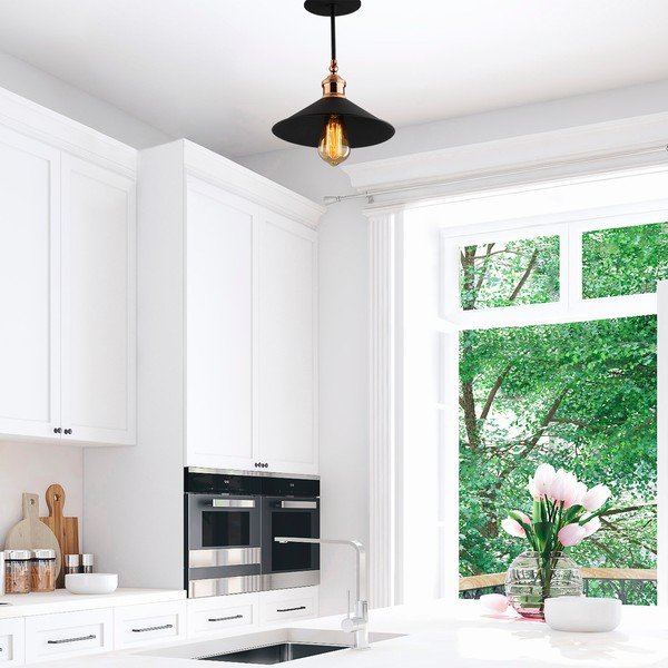 Juodos spalvos lubinis šviestuvas ø 24 cm su metaliniu gaubtu Berceste – Opviq lights-image-3