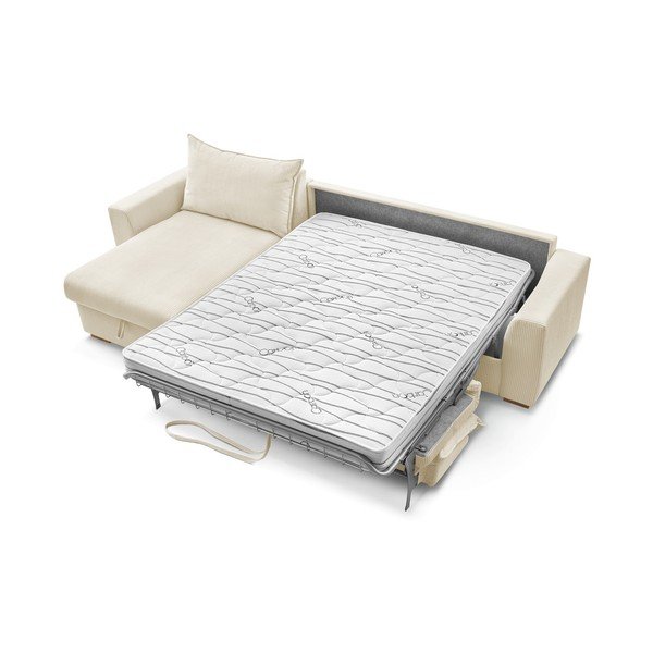 Iš kordinio velveto sulankstoma kampinė sofa kreminės spalvos (kintama) Augustin – Bobochic Paris-image-3