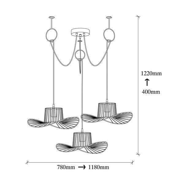 Juodos spalvos kabantis šviestuvas ø 78 cm su metaliniu gaubtu Tel – Opviq lights-image-3