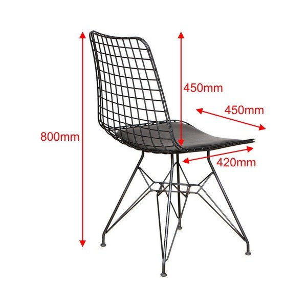 Iš metalo valgomojo kėdės juodos spalvos 2 vnt. Kafes – Kalune Design-image-2