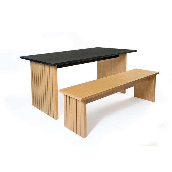 Valgomojo stalas su ąžuoliniu stalviršiu 90x160 cm Stripe - Woodman-image-4