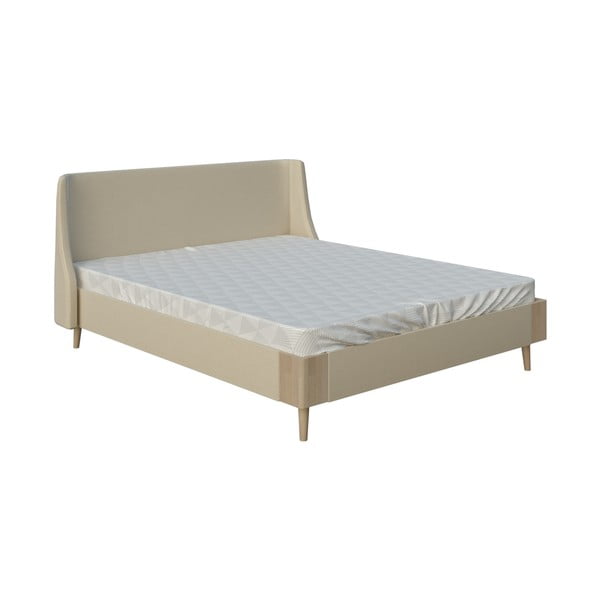 Smėlio spalvos dvigulė lova ProSpánek Lagom Side Soft, 160 x 200 cm